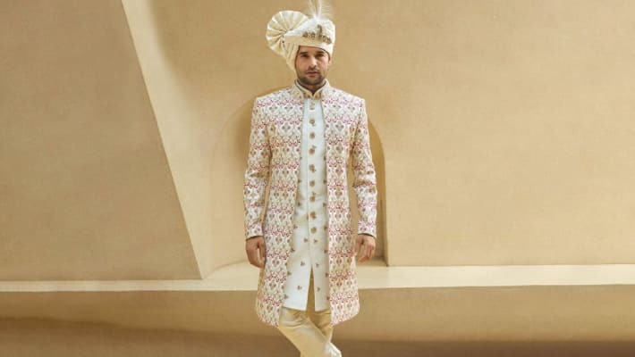 Elegance Redefined: The choice of fabric plays a pivotal role in determining the elegance and comfort of your sherwani